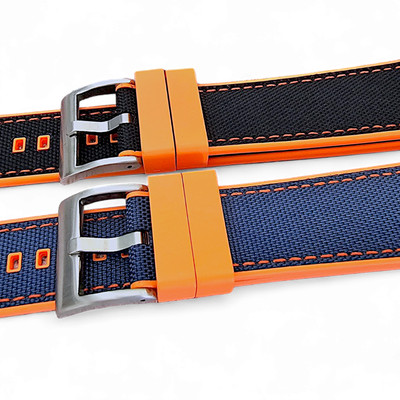 Elite Hybrid Fabric Sailcloth FKM Rubber Watch Strap Band 20 22 mm Quick Release
