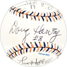 1992 MLB ASG Umpires Signed 1992 ASG Logo MLB Baseball 5 Sigs Doug Harvey JSA