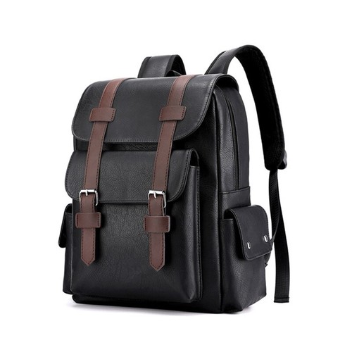 New Men Backpack Leather School Bag Waterproof Travel Bag Casual Leather Bag - Picture 17 of 23