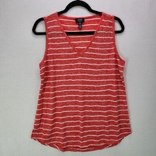 Jones New York Tank Top Stretch Sleeveless Womens Large Orange White Stripe