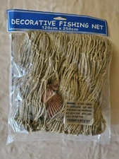 Decorative Fishing Net With Shells Brand New In Package ~ Tiki Bar Man Cave Pool