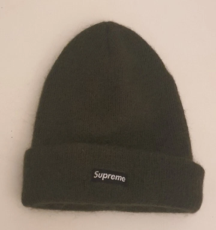 FW20 Supreme olive Mohair beanie small box logo wool