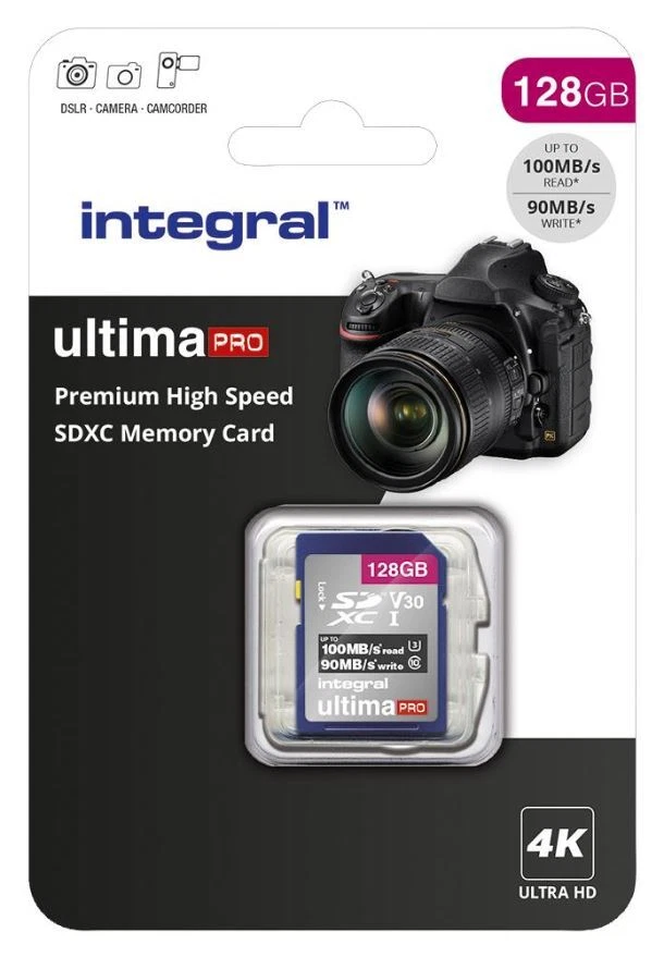 INTEGRAL - UltimaPro Premium SDHC UHS U3 V30 SD Memory Card 100MB/s, 128GB - Image 2 of 2