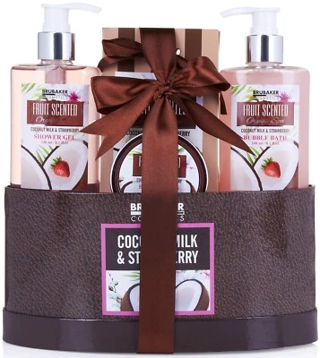 BRUBAKER Damen Bade Pflegeset Erdbeer Kokos Körperpflege Beauty Geschenkset für Frauen