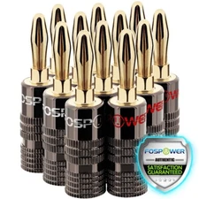 12x Dual Screw Audio Gold Plated Speaker Cable Wire 4mm Connector Banana Plug