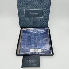 New Montegrappa Italia 100% Silk Pocket Square Blue Geometric 33cm x 33cm