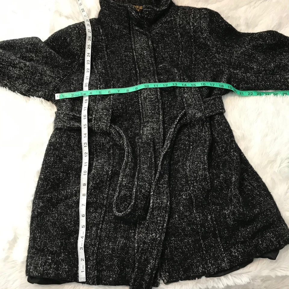 Marvin Richards Womans Size 1X Vintage Black & White Belted Full Zip Coat EUC - Image 4 of 4