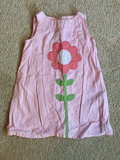GYMBOREE SZ 3 PINK FLOWER POLKA DOT SLEEVELESS KEYHOLE BACK DRESS
