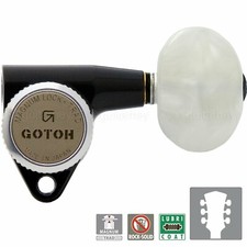 NEW Gotoh SG301-P1 MGT L3 R3 Locking Tuners Set LARGE PEARL Buttons 3x3 - BLACK
