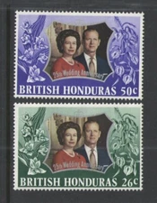 1972 BRITISH HONDURAS Scott # 306-307 { ROYALTY } STAMP SET MNH