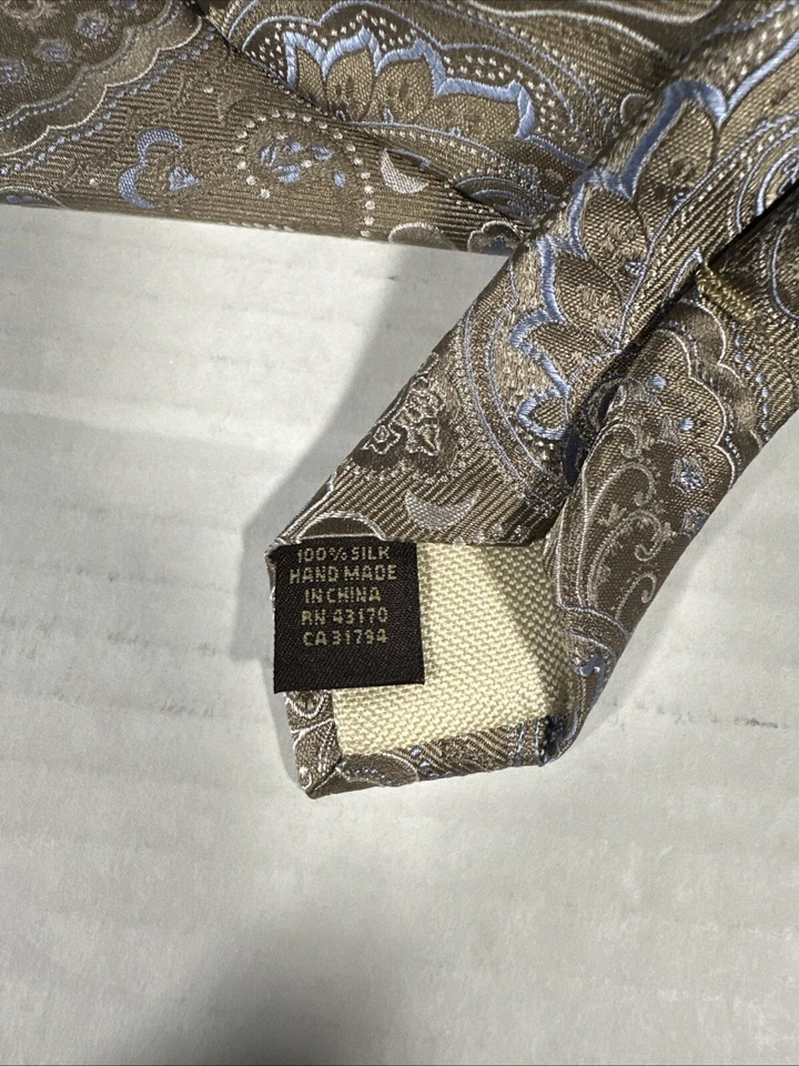 Галстук мужской Tasso Ella золотой/светло-синий ручной работы 100% шелк сделано в Китае - Изображение 4 из 4