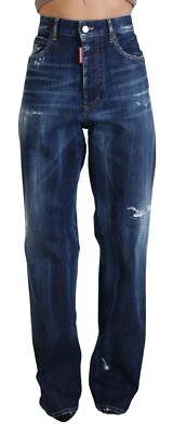 DSQUARED2 Jeans San Diego Blue High Waist Straight Denim IT38/US4/XS RRP 1610usd