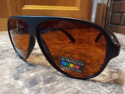 Original BLU-BUSTER Sunglasses Orange Blue Light Blocker Driver Lens Matte Black