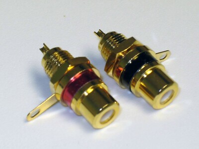 RCA Jacks, One Pair (L & R) - Gold Plated, Teflon-Filled (Philmore manufacture)