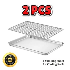Stainless Steel Baking Sheet with Rack Set Oven Tray & Cookie Sheet Roast Pan
