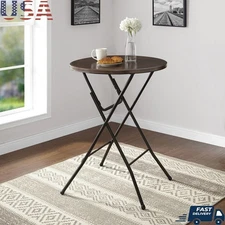 31 In Round High Top Folding Table Compact Versatile Indoor Outdoor Use Durable