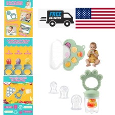 Baby Food Storage Containers with Cat Paw Handle for Infants Silicone Green