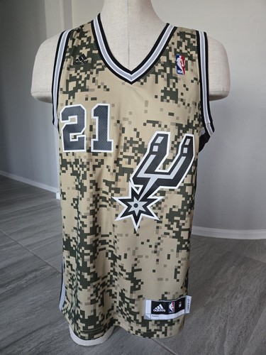 Camiseta Adidas Tim Duncan San Antonio Spurs camuflaje NBA #21 para hombre talla M-AC/H - Imagen 12 de 12