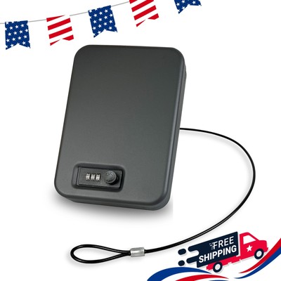 Small Gun Safe Portable Gun Lock Box for Car with Resettable Combination Lock