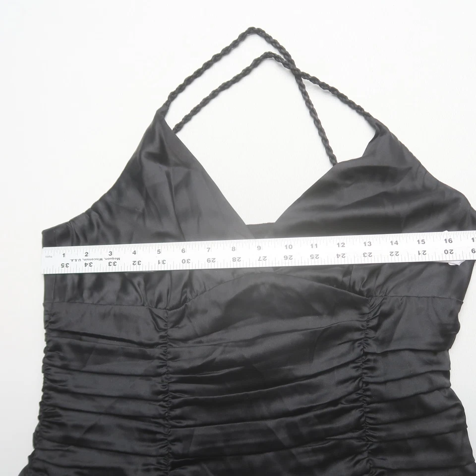 Blusa de Seda Bebe Y2K Talla Grande Negra Satén Acanalada Fiesta Salir De Colección Años 90 Top Foto 4 de 4