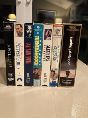 Lot Of 7 Tom Hanks Movies VHS Film Tapes Preowned. Saving private Ryan, Apollo13