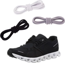 3 Pairs Elastic Shoelaces Replacement for On Cloud 47", Black+white+gray 