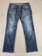 Mens Guess Premium Rebel Straight Leg Blue Jeans Size 32 x 30 Y2K Whiskered