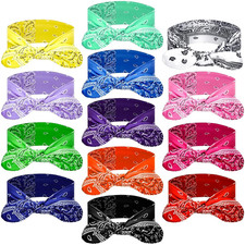 13 Pieces Bandana Headband for Women Paisley Hair Bandanas Boho Bow
