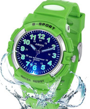 "Kids Analog Watch with 7 Color Night Lights Waterproof Soft Strap Ages 5-18 "