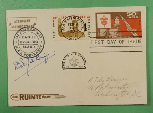 DR WHO 1960 BELGIUM SPACE ROCKET MAIL NRS BOY SCOUTS EZ #15C1A FDC USA R45048