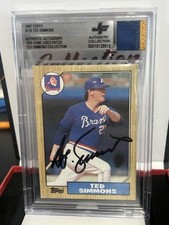 TED SIMMONS LEGENDARY JERSEY FUSION SIGNED AUTH 1987 TOPPS W/GAME USED RELIC