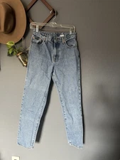 Vintage Calvin Klein High Rise Stone Wash Straight Leg Raw Hem Denim Size 6