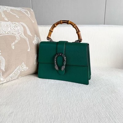 Gucci Dionysus Bamboo Leather Medium Green Top Handle Bag Leather Medium