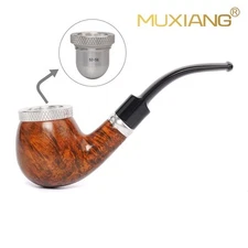 MUXIANG Briar Cigar Pipe 9mm Wooden Tobacco Pipe Cigar Tip Holder Fit 52-58 Ring