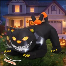 6 FT Halloween Inflatable Black Cat Yard Decoration LED Lighted Blow up Lawn