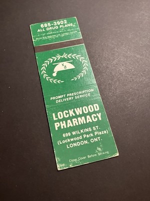 Matchbook Cover - LOCKWOOD PHARMACY London Ontario