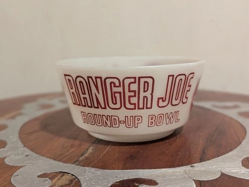 Vintage Ranger Joe Round-Up Bowl Milk Glass  Cereal Bowl By Hazel Atlas
