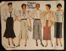 Vogue #1425 Basic Design Straight Slim Fitting SKIRT 5 Styles & Var.  14  UNCUT 