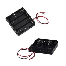 2x 4-AA Slots Battery Spring Clip Holder Case Plastic Storage Box Flat Wire 6V