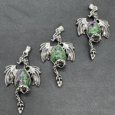 10pcs Natural Zoisite Stone Flying Dragon Pendants Healing DIY Jewelry Making