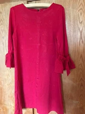 Women’s Red Shift Dress with Bow Tie Sleeves | Casual Party Cocktail Long Sleeve