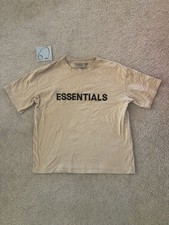 Essentials Fear of God Puff Print Logo T-Shirt Mens Size Large Tan Beige