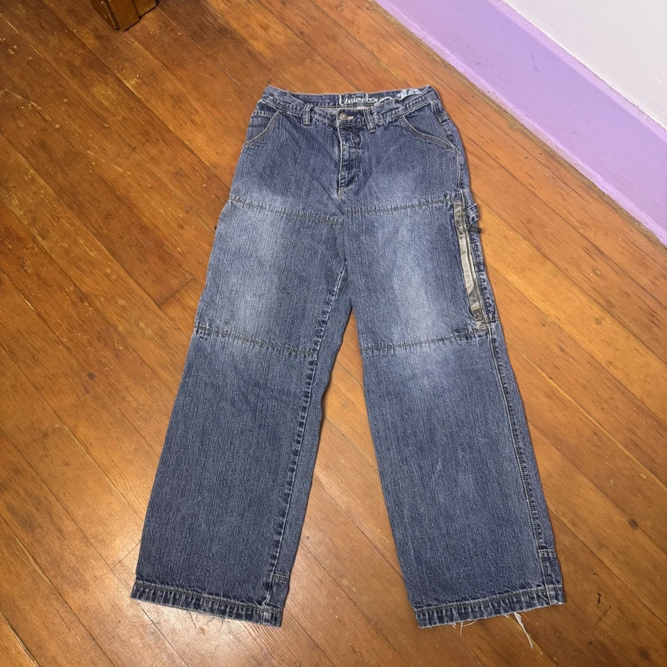 Винтажные мешковатые джинсы-карго 90-х джинсовая ткань гранж широкие штанины универсальные конькобежцы РЕДКИЕ s/xs - Изображение 2 из 4