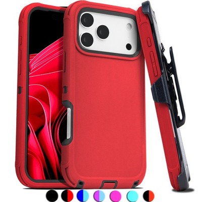 For iPhone 17 Air 16 15 Plus 14 Pro Max 13 Shockproof Rugged Case + Belt Clip