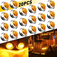 20X 3/4" Side Marker Round Light LED Bullet Clearance Amber For Truck Trailer RV