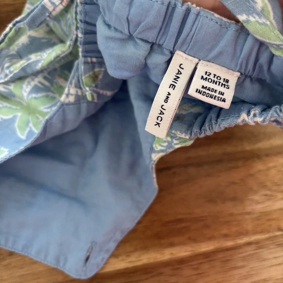 Pantalón Corto JANIE & JACK Estampado Tropical Bebé Talla 12-18 Meses Resort Beach Island Foto 4 de 4