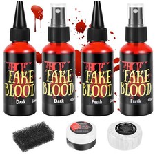 7 PCS Halloween Fake Blood Makeup Kit - 4x 2.1oz Blood Spray, Gel, Soap  Sponge