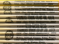 VINTAGE 1954 FARMERS UNION C0-OP OIL ASS'N-FEED-25th ANNIVERSITY PENCIL-NEBRASKA
