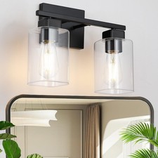 Matte Black 2-Light Bathroom Light Fixtures,Bathroom Vanity Light Over Mirror...