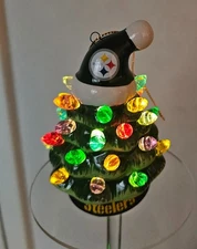 Pittsburgh Steelers LITE UP CHRISTMAS TREE CERAMIC ORNAMENT 4in TALL